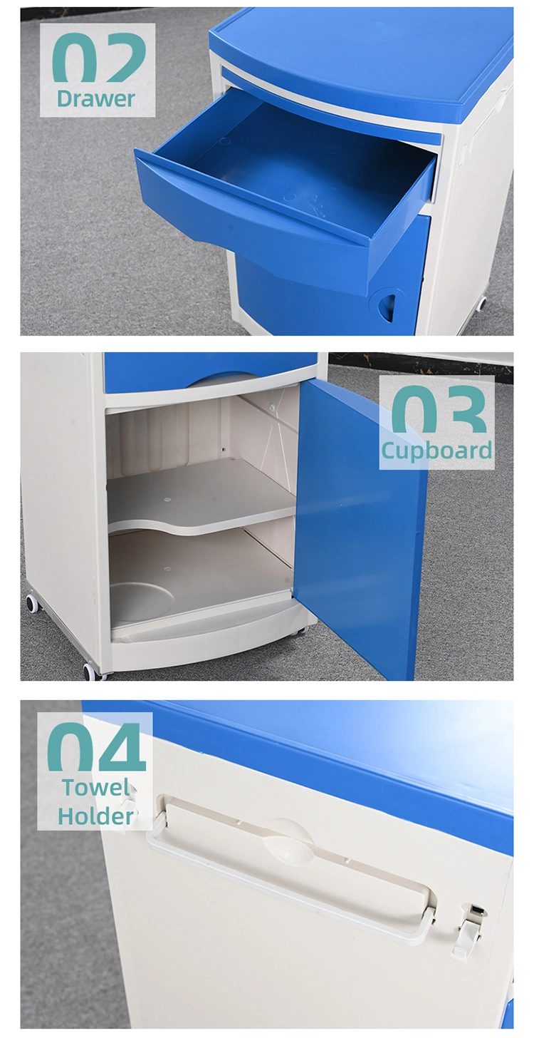 Hospital Furniture Medical ABS Plastic Hospital Cupboard Lockable Bedside Locker