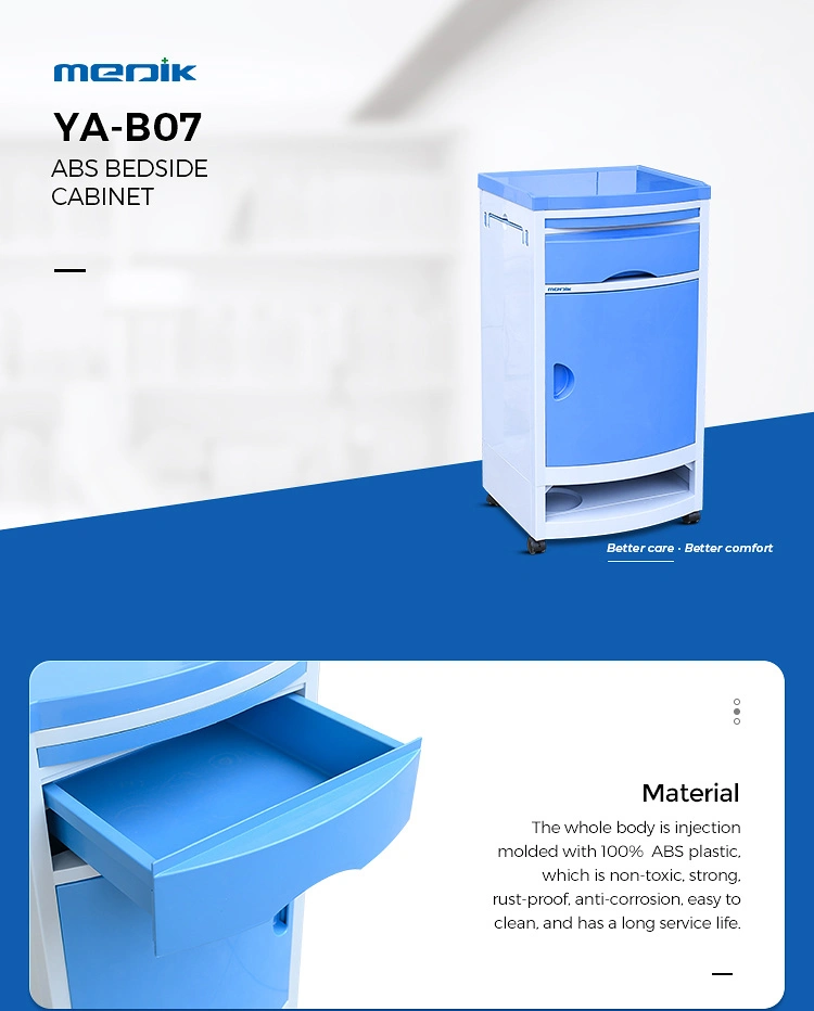 Ya-B07 Medical Clinic Hospital Patient Bedside Cabinet ABS Bedside Locker with Drawer