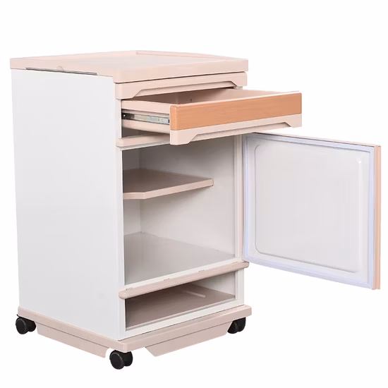 Горячая продажа медицинской мебели ABS больничный прикроватный шкафчик с деревянными ящиками